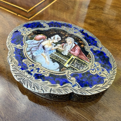 Silber emaille dose ziseliert - silber,